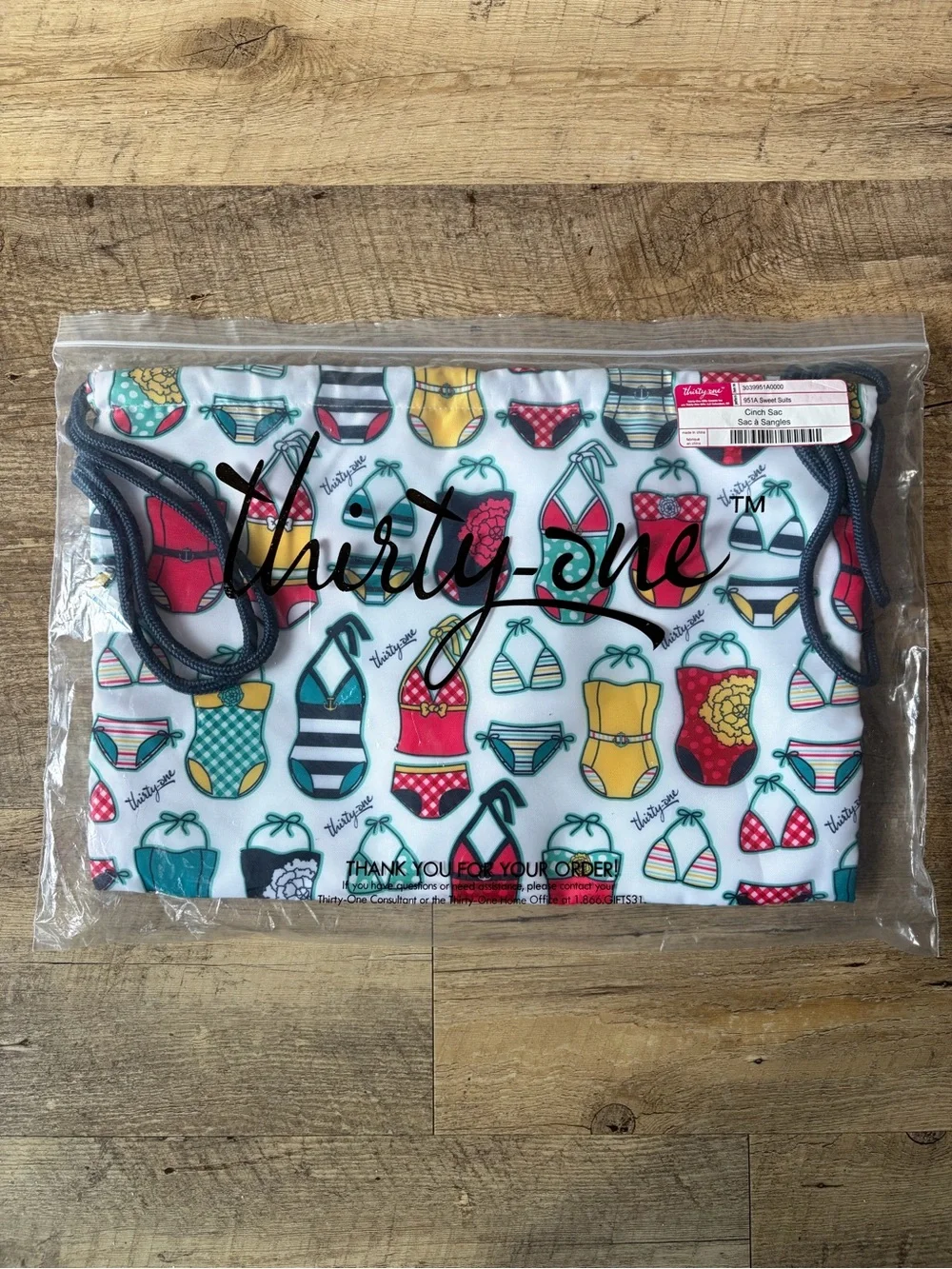 Thirty-one ‘Sweet Suits’ Swimsuit Patterned Drawstring Cinch Sac Bag